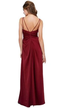 Nox Anabel - 8347 V-Neck Satin Long Evening Gown Formal Gowns