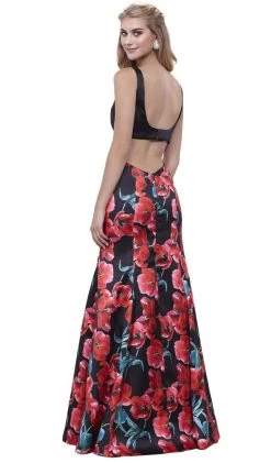 Nox Anabel - 8354 Sleeveless Floral Print Trumpet Evening Dress