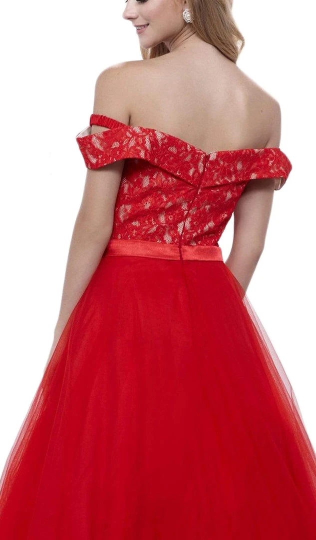 Nox Anabel - 8372 Lace Off-Shoulder Ballgown 8 Nox Anabel - 8372 Lace Off-Shoulder Ballgown