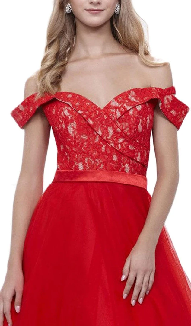 Nox Anabel - 8372 Lace Off-Shoulder Ballgown 6 Nox Anabel - 8372 Lace Off-Shoulder Ballgown