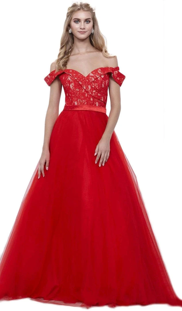 Nox Anabel - 8372 Lace Off-Shoulder Ballgown 5 Nox Anabel - 8372 Lace Off-Shoulder Ballgown