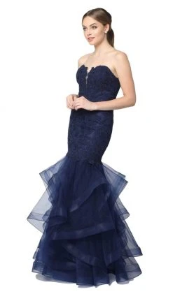 Formal Gowns Nox Anabel - A054 Strapless Sweetheart Beaded Lace Tulle Mermaid Dress