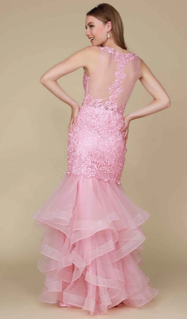 Nox Anabel - A059 Beaded Lace Ruffled Mermaid Dress Formal Gowns 4 Nox Anabel - A059 Beaded Lace Ruffled Mermaid Dress Formal Gowns