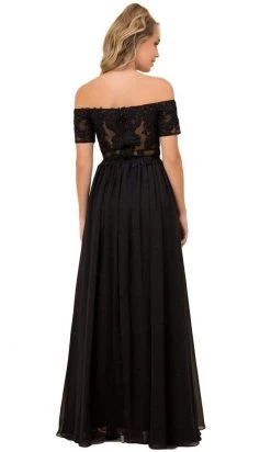 Nox Anabel - A061 Off Shoulder Lace Illusion Bodice Gown