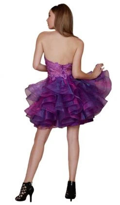 Nox Anabel - A610 Embroidered Halter Tiered A-line Dress