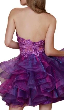 Nox Anabel - A610 Embroidered Halter Tiered A-line Dress