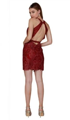 Nox Anabel - A612 Sleeveless Lace Halter Sheath Dress Plus Size Dresses 10 Nox Anabel - A612 Sleeveless Lace Halter Sheath Dress Plus Size Dresses
