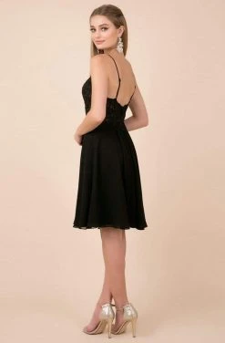 Cocktail Dresses Nox Anabel - A660 Beaded Lace V-neck A-line Dress