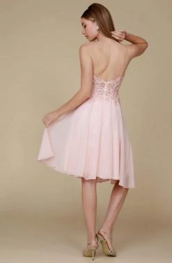 Cocktail Dresses Nox Anabel - A660 Beaded Lace V-neck A-line Dress