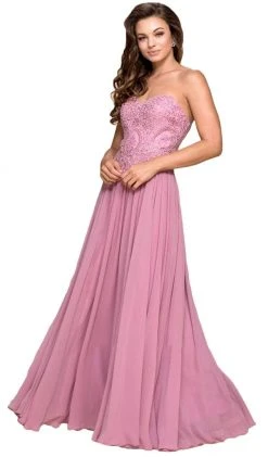 Nox Anabel - B045 Strapless Beaded Chiffon A-line Dress Formal Gowns