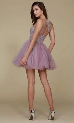 Nox Anabel - B652 Sparkly Lace Applique Bodice Tulle Cocktail Dress