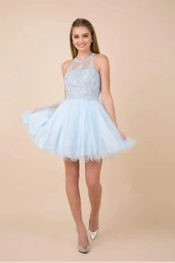 Nox Anabel - B652 Sparkly Lace Applique Bodice Tulle Cocktail Dress