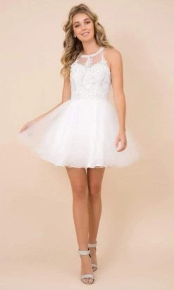 Nox Anabel - B652 Sparkly Lace Applique Bodice Tulle Cocktail Dress