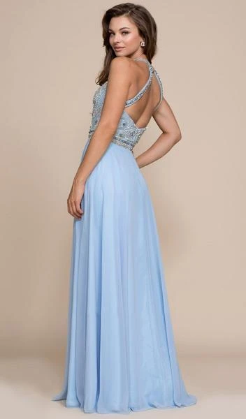 Nox Anabel - Beaded Illusion Halter A-line Dress 8295 - 1 Pc Ice Blue In Size L Available 4 Nox Anabel - Beaded Illusion Halter A-line Dress 8295 - 1 Pc Ice Blue In Size L Available
