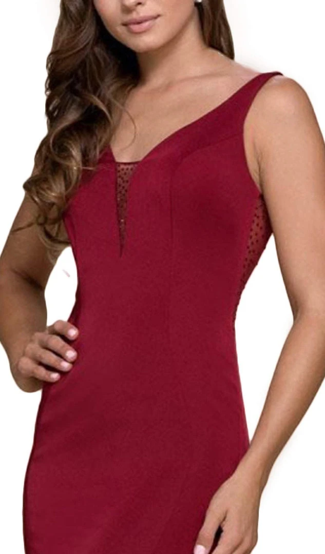 Nox Anabel - C001 Bejeweled Illusion Inset Plunging V-Neck Evening Gown 5 Nox Anabel - C001 Bejeweled Illusion Inset Plunging V-Neck Evening Gown