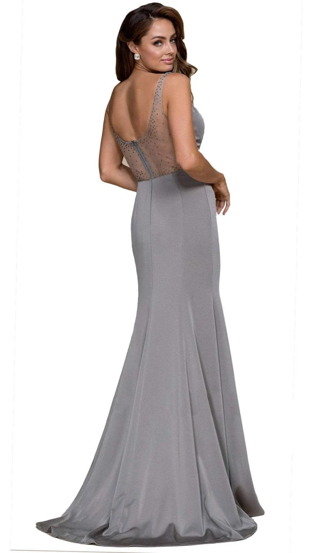Nox Anabel - C001 Bejeweled Illusion Inset Plunging V-Neck Evening Gown 7 Nox Anabel - C001 Bejeweled Illusion Inset Plunging V-Neck Evening Gown