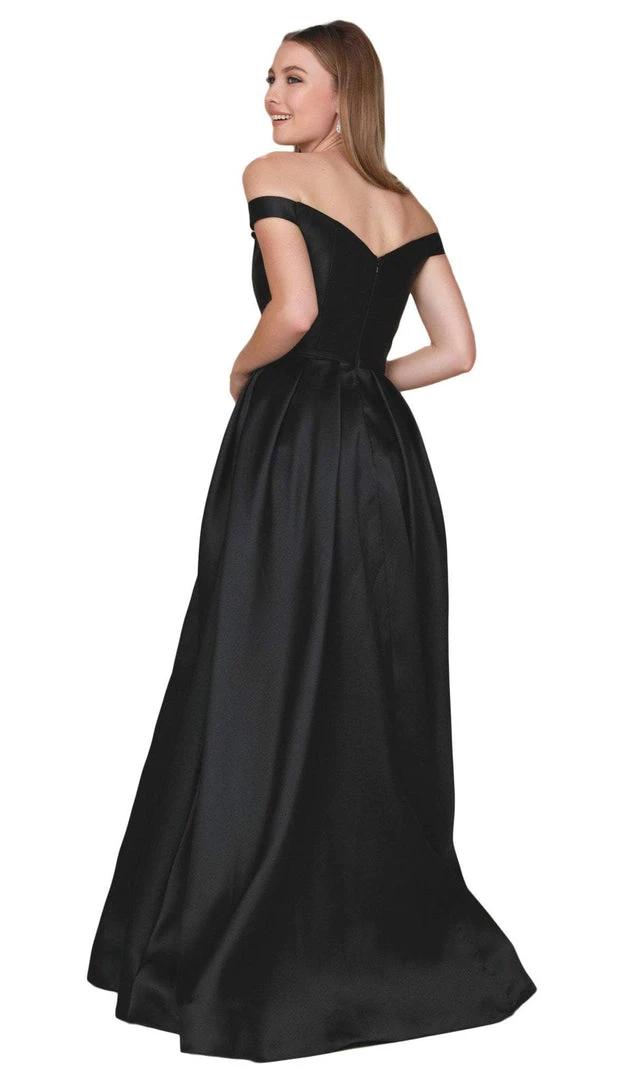 Nox Anabel - C007 Sleek Off Shoulder Mikado A-Line Gown 5 Nox Anabel - C007 Sleek Off Shoulder Mikado A-Line Gown
