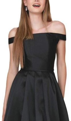 Nox Anabel - C007 Sleek Off Shoulder Mikado A-Line Gown 9 Nox Anabel - C007 Sleek Off Shoulder Mikado A-Line Gown