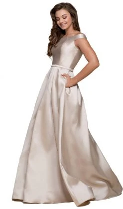 Nox Anabel - C007 Sleek Off Shoulder Mikado A-Line Gown 13 Nox Anabel - C007 Sleek Off Shoulder Mikado A-Line Gown