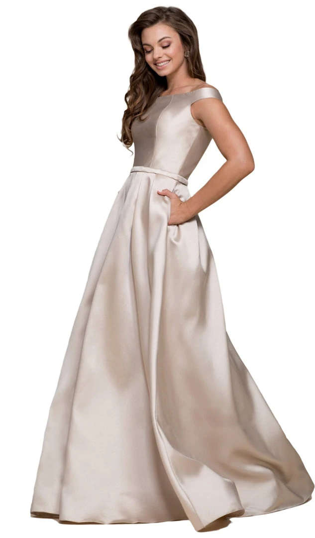 Nox Anabel - C007 Sleek Off Shoulder Mikado A-Line Gown 8 Nox Anabel - C007 Sleek Off Shoulder Mikado A-Line Gown