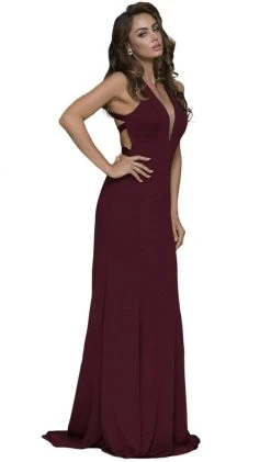 Nox Anabel - C023 Plunging Halter Sheath Dress Formal Gowns