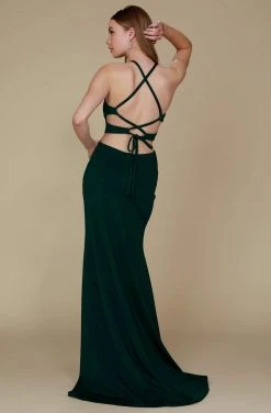 Formal Gowns Nox Anabel - C026 Sexy Cutout Halter Neck Lace-up Back Sheath Gown