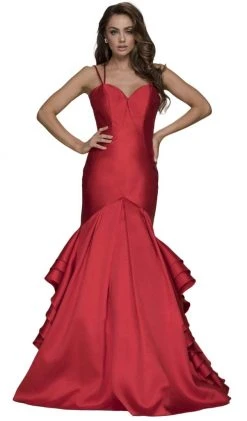 Nox Anabel - C034 Sweetheart Bodice Ruffled Mikado Trumpet Evening Gown Formal Gowns
