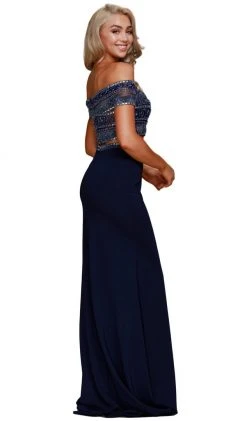 Formal Gowns Nox Anabel - C082 Two Piece Beaded Off-Shoulder Evening Dress 8 Formal Gowns Nox Anabel - C082 Two Piece Beaded Off-Shoulder Evening Dress