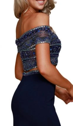 Formal Gowns Nox Anabel - C082 Two Piece Beaded Off-Shoulder Evening Dress 9 Formal Gowns Nox Anabel - C082 Two Piece Beaded Off-Shoulder Evening Dress