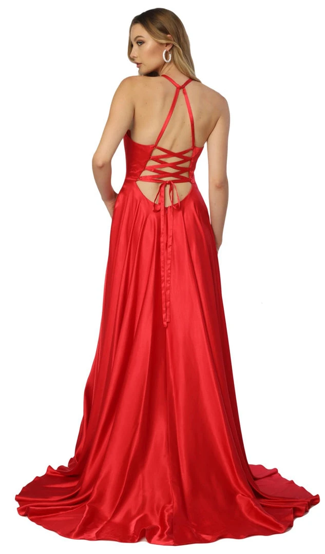 Nox Anabel - C209 Halter Corset Back High Slit Gown 5 Nox Anabel - C209 Halter Corset Back High Slit Gown
