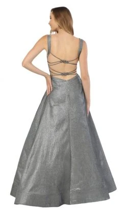 Nox Anabel - C240 Glimmering Square Neck Strappy Back A-Line Gown Formal Gowns 10 Nox Anabel - C240 Glimmering Square Neck Strappy Back A-Line Gown Formal Gowns