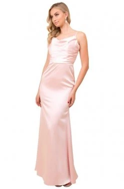 Nox Anabel - C302 Sleeveless Cowl Neckline Sheath Satin Gown