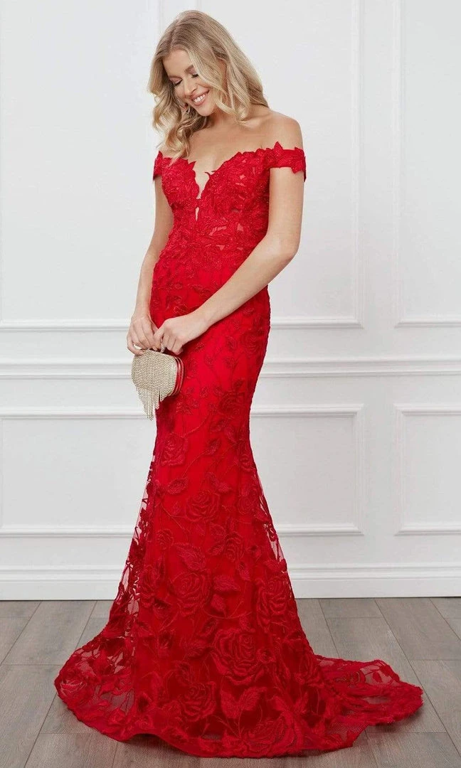 Nox Anabel - C439 Embroidered Off Shoulder Mermaid Dress 11 Nox Anabel - C439 Embroidered Off Shoulder Mermaid Dress