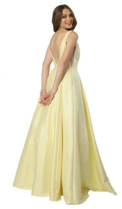 Nox Anabel - E156 Sleeveless Illusion Panel V Neck A-Line Gown Formal Gowns