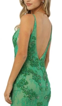 Formal Gowns Nox Anabel - E185 Sleeveless V Neck Beaded Lace Tulle Mermaid Gown 11 Formal Gowns Nox Anabel - E185 Sleeveless V Neck Beaded Lace Tulle Mermaid Gown