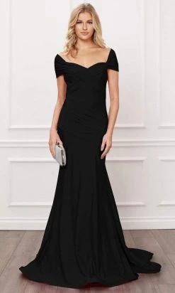 Formal Gowns Nox Anabel - E497 Off-Shoulder Sleek Pleats Mermaid Gown