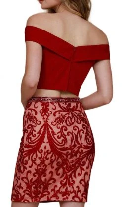 Nox Anabel - E664 Two Piece Crystal Beaded Embroidered Fitted Dress