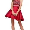 Cocktail Dresses Nox Anabel - Embellished Illusion Halter Satin Short Dress 6262 - 1 Pc Burgundy In Size S Available