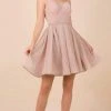 Nox Anabel - Embellished V-neck Pleated A-line Dress T681 - 1 Pc Blush In Size L Available Cocktail Dresses