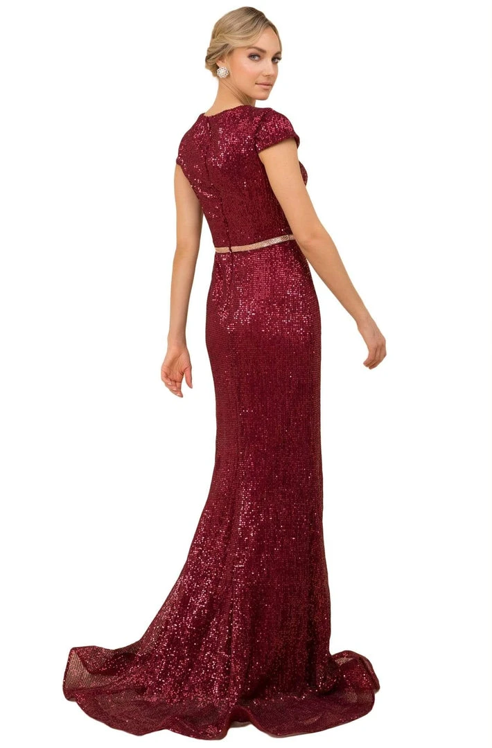 Nox Anabel - F338 Cap Sleeve Sequined Mermaid Gown Formal Gowns 6 Nox Anabel - F338 Cap Sleeve Sequined Mermaid Gown Formal Gowns