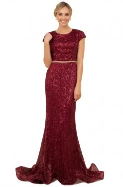 Nox Anabel - F338 Cap Sleeve Sequined Mermaid Gown Formal Gowns 8 Nox Anabel - F338 Cap Sleeve Sequined Mermaid Gown Formal Gowns