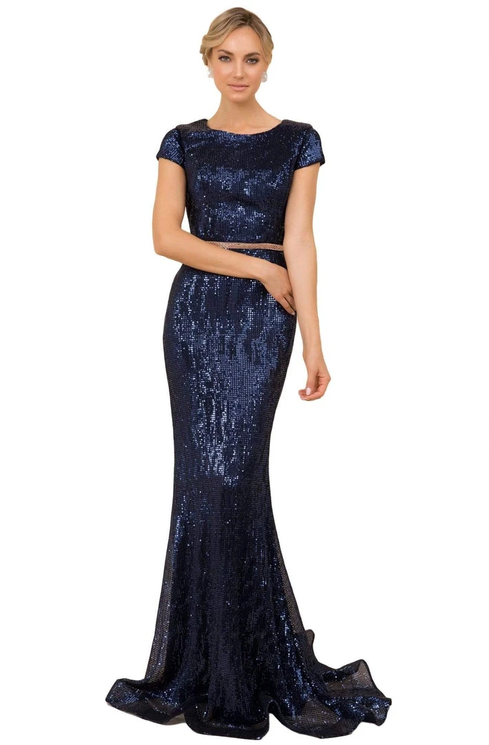 Nox Anabel - F338 Cap Sleeve Sequined Mermaid Gown Formal Gowns 3 Nox Anabel - F338 Cap Sleeve Sequined Mermaid Gown Formal Gowns