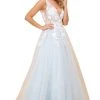 Nox Anabel - F339 Floral Appliqued Illusion Bodice A-Line Tulle Gown Formal Gowns