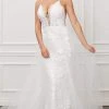 Formal Gowns Nox Anabel - F485 Beaded Lace Deep V Neck Trumpet Dress