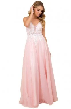 Formal Gowns Nox Anabel - G048 Embroidered Deep V-neck A-line Gown