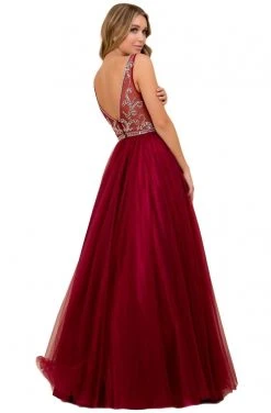 Formal Gowns Nox Anabel - G087 Jeweled Lattice Bodice A-Line Gown