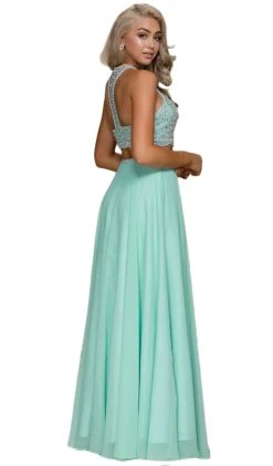 Formal Gowns Nox Anabel - G095 Two Piece Beaded Halter Chiffon A-line Dress