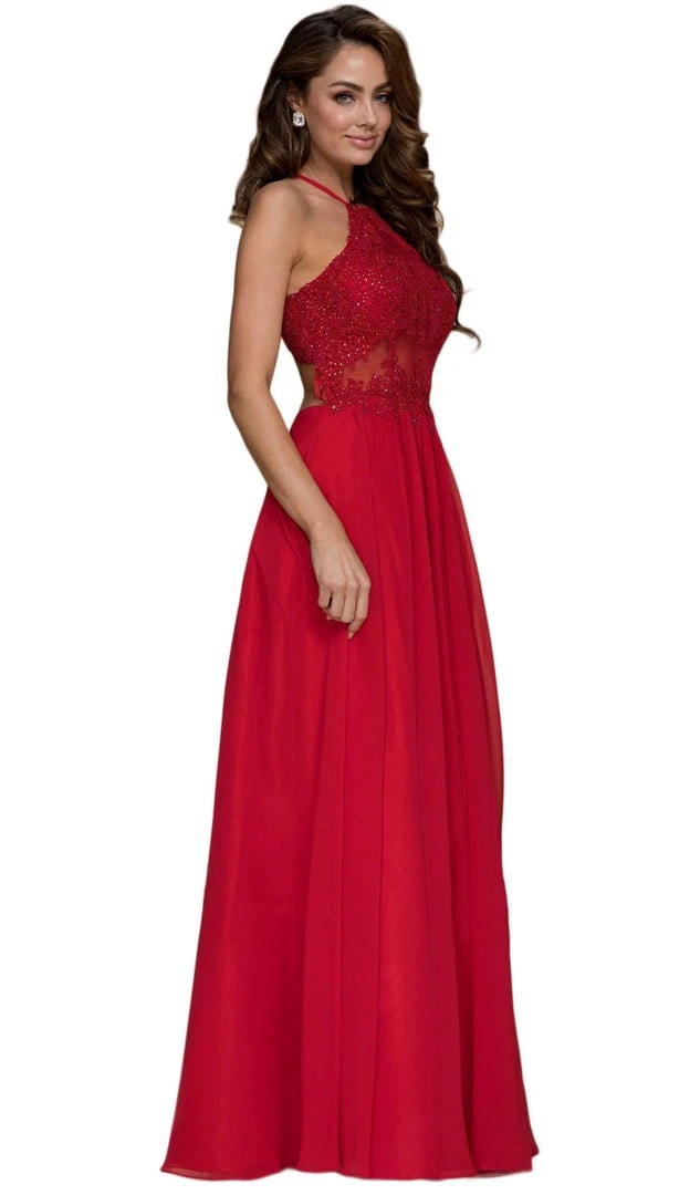Formal Gowns Nox Anabel - G096 Beaded Lace Halter Chiffon A-line Dress 8 Formal Gowns Nox Anabel - G096 Beaded Lace Halter Chiffon A-line Dress