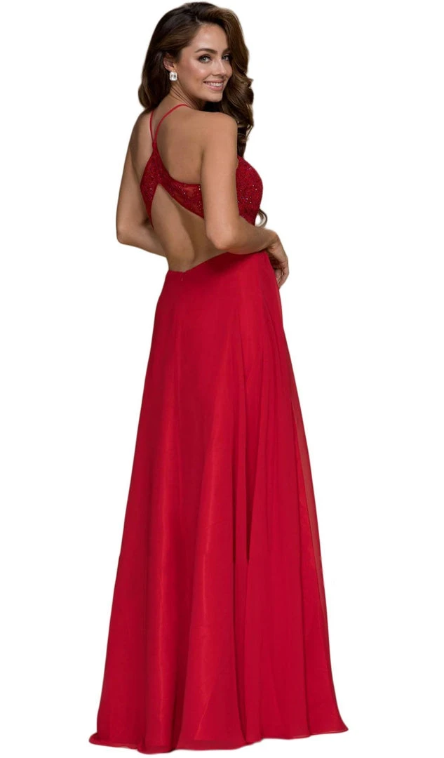 Formal Gowns Nox Anabel - G096 Beaded Lace Halter Chiffon A-line Dress 9 Formal Gowns Nox Anabel - G096 Beaded Lace Halter Chiffon A-line Dress