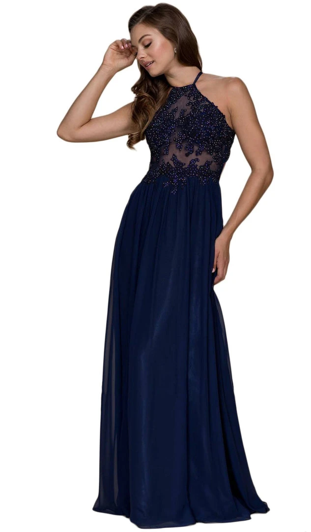 Formal Gowns Nox Anabel - G096 Beaded Lace Halter Chiffon A-line Dress 3 Formal Gowns Nox Anabel - G096 Beaded Lace Halter Chiffon A-line Dress